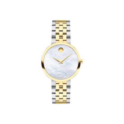 Movado Museum Classic Ladies' Stainless Steel/Yellow Gold Watch w/White MOP Dial