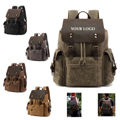 Leather Canvas Backpack