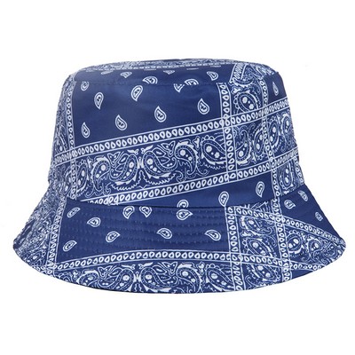 #56 Retro Flower Printed Bucket Hat Free Style Foldable Basin Hat