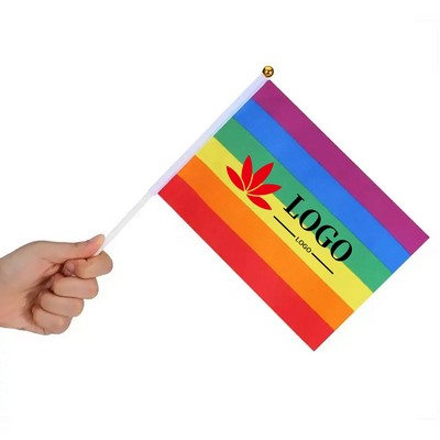 Rainbow Pride Flag Small Hand Held Stick Flag