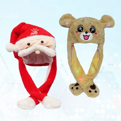 Party Cosplay Funny Plush Santa Hat with Moving Jumping Ears