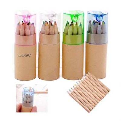 12 Colored Short Pencil Set With Sharpeners