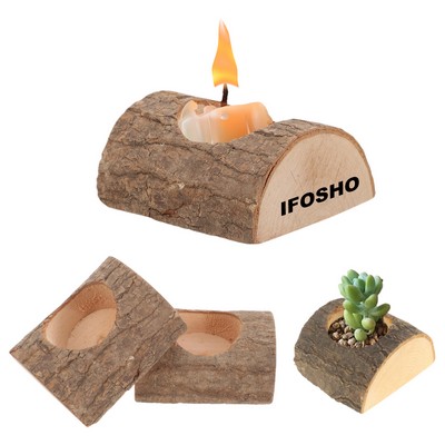 Wood Pillar Candle Holder