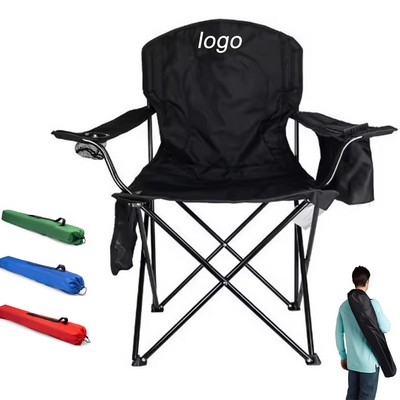 Outdoor Portable Folding Chair With 4-Can Cooler