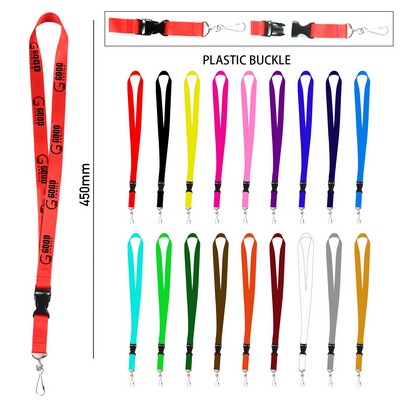 3/4'' Full Color Lanyard w/Metal J Hook & Plastic Buckle