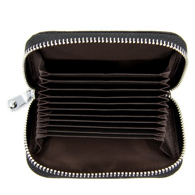 Genuine Leather RFID Blocking Credit Card Holder with 12 Slots