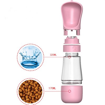 Portable Dog walking pet food and water bottle for travel or outdoors