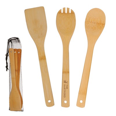 3 Piece Bamboo Cooking Utensil Set