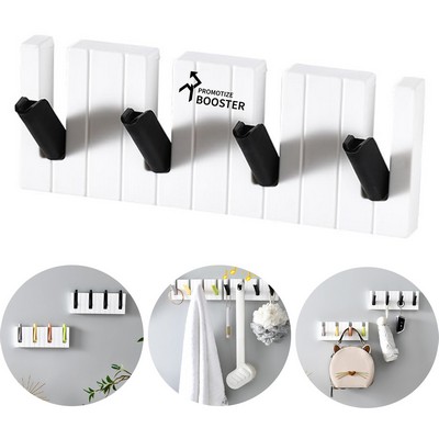 4 Hook Piano Keys Wall Mounted Coat Hook