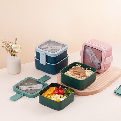 Single Custom Double Layer Compartments Lunch Box