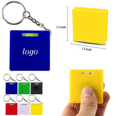 Square Retractable Measuring Tape Keychain With Level