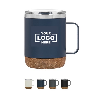 12 oz Insulated Cork Bottom Coffee Mug with Lid and Handle