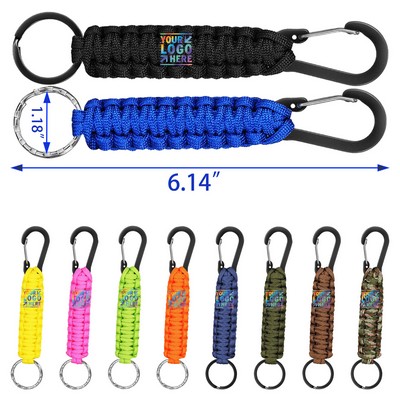 Military Braided Keychain Clip with Strap Paracord Keychain Quick Release Keychain Clip Ring