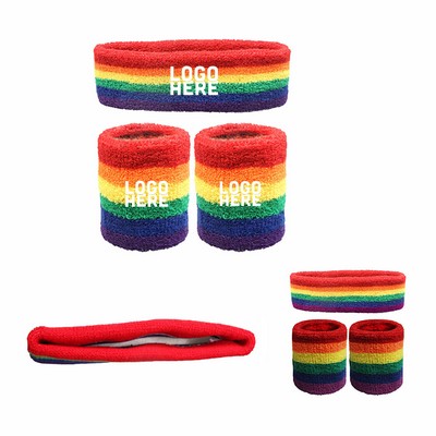 Pride Rainbow Sweatbands Set