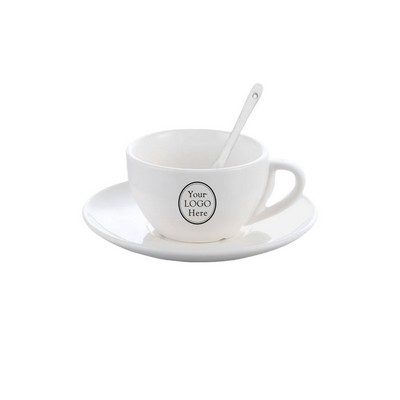 6.5 Oz. Ceramic Coffee Cup Set with Saucer & Spoon