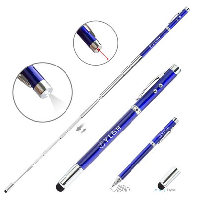 Telescopic Laser Flashlight Metal Pen With Stylus