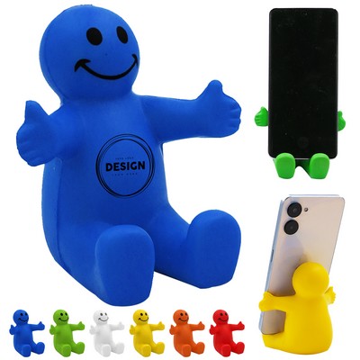 Squeezable cute smiley face PU phone holder