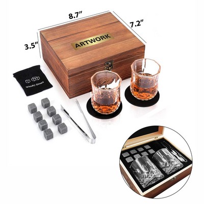 Whiskey Stones Gift Set Whiskey Glasses Set 8 Granite Chilling Whisky Rocks 2 Glasses