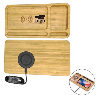 15W Bamboo Wireless Charging Tray