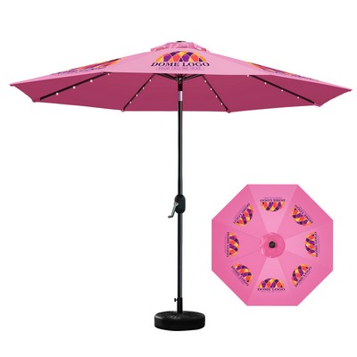 9' Heavy-duty Galvanized Steel Market Umbrella with Solar-powered LED Lights (Full Color)