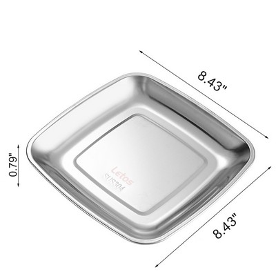 Large Silvery 304 Stainless Steel Square Plate, Used As A Sausage Plate, A Snack And French Fries