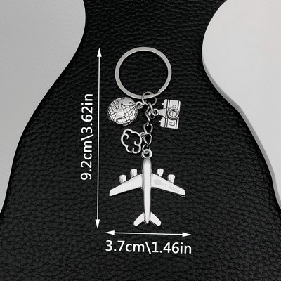 Airplane Shape Key Chain with Earth Camera Pendant Airline Company Giveaway