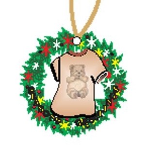 Bear Cub T-Shirt Promotional Wreath Ornament w/ Black Back (4 Square Inch)