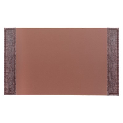 Crocodile Embossed Brown Leather Side Rail Desk Pad (34"x20")