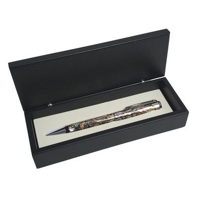 Mother-of-Pearl Single Ball Pen w/Carbon Fiber Finish Box