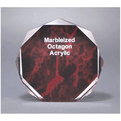 Octagon Acrylic Red Marbleized Award - 7" Diameter