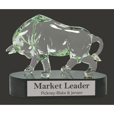 Determination Bull Art Glass Award - 9 3/4'' x 7 1/2''