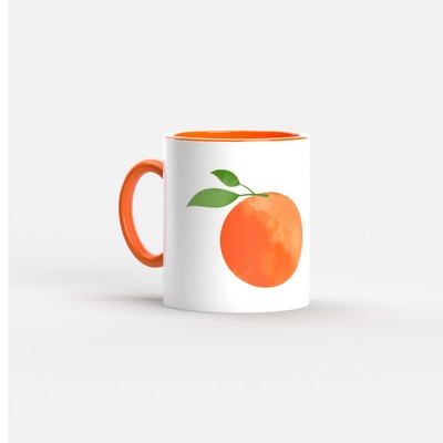 11 Oz. Full Color Two Tone Mug (Orange Handle & Interior)