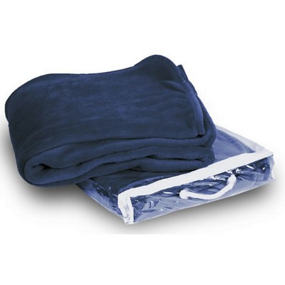 Micro Plush Coral Fleece Blanket --50X60 Navy (Embroidered)