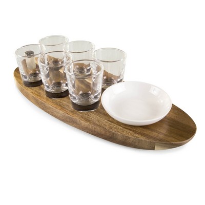 Cantinero Six Shot Serving Tray w/Salt Shaker and Garnish Dish