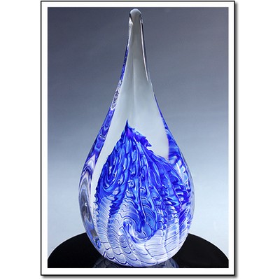 Glacier Art Glass Sculpture w/ Marble Base (3"x8")