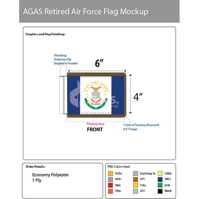 Air Force Retired Antenna Flags 4x6 inch