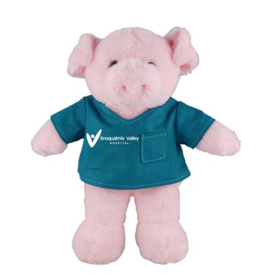 Soft Plush Stuffed Pig in scrub shirt