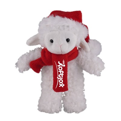 Soft Plush Stuffed Sheep with Christmas Hat and Scarf