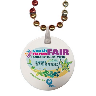 Rainbow Mardi Gras Beads w/Imprint on Disk