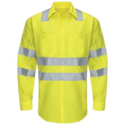 Red Kap™ Hi-Visibility RipStop Long Sleeve Work Shirt Type R, Class 3 - Yellow/Silver