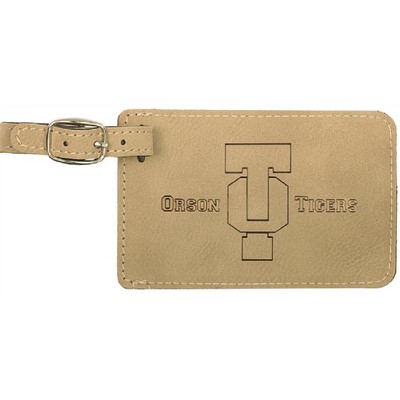 Light Brown Leatherette Luggage Tag (4 1/4" x 2 3/4")