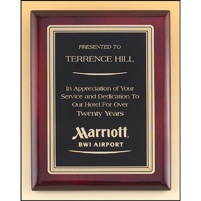 Rosewood & Black Piano Finish Plaque with Brass Plate (8" x 10")