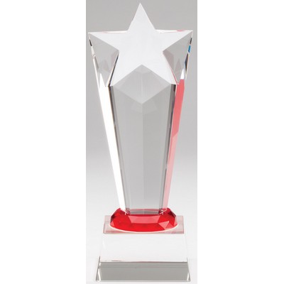 Star Red Glimmer Crystal Tower Trophy Award - 9'' h