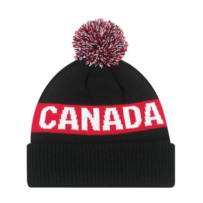 Jacquard Knit Canada Cap w/8 Cm Pom Pom