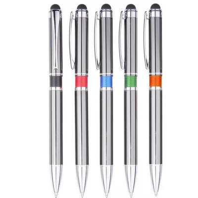 MD II Series Stylus Ball Point Pen- Gunmetal Stylus Pen, black middle ring accent