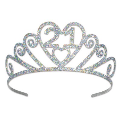 Glittered Metal "21" Tiara