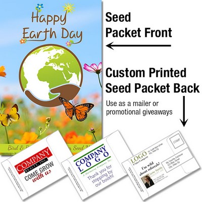 Earth Day - Bird & Butterfly Wildflower Seed Packet / Mailable Seed Packet - Custom Printed Back