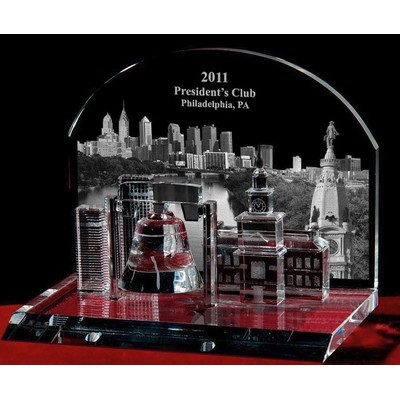 Crystal Philadelphia Cityscape Sculpture (6")