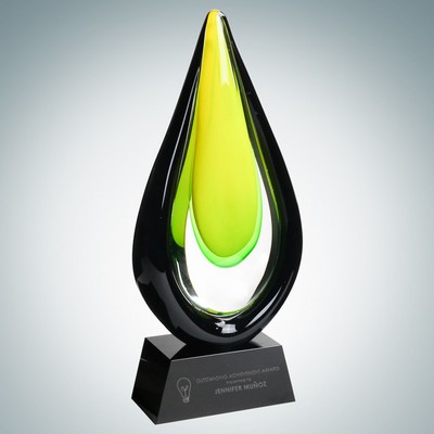 Art Glass Goldfinch Award w/ Black Base (L)