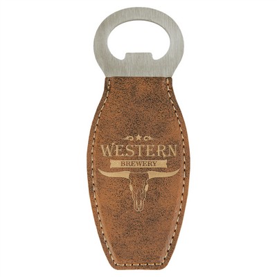 Bottle Opener with Magnet, Rustic Faux Leather